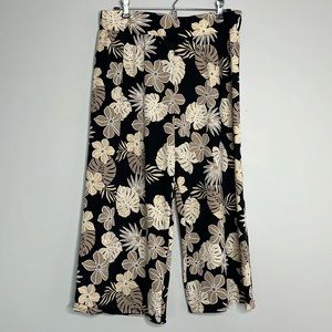 Ashley blue palm print wide leg pants
